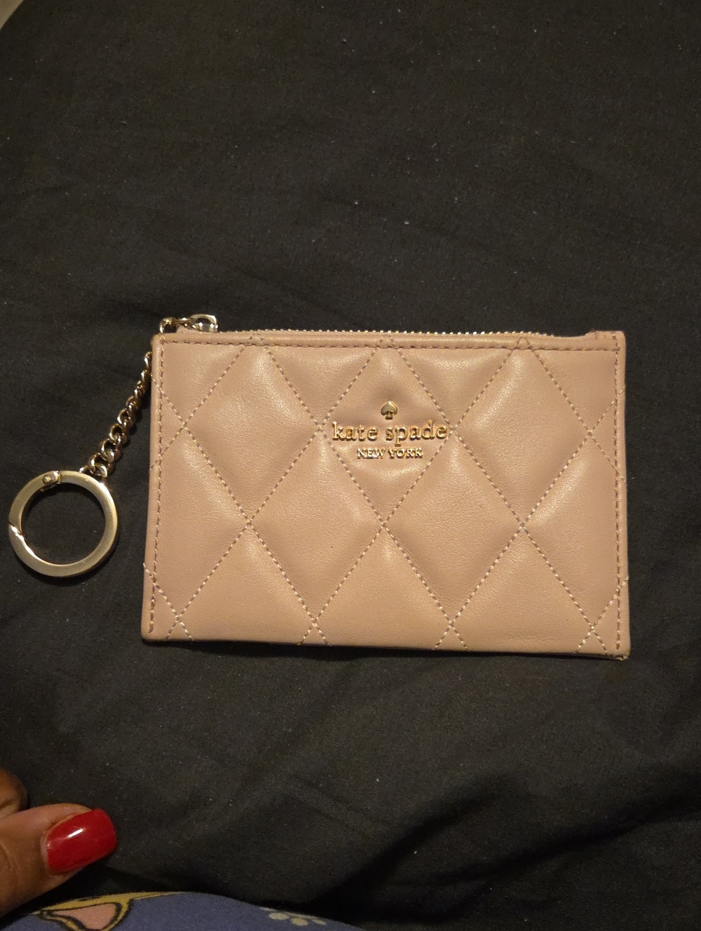 Kate Spade Quilted Leather Key Card Holder in Blush